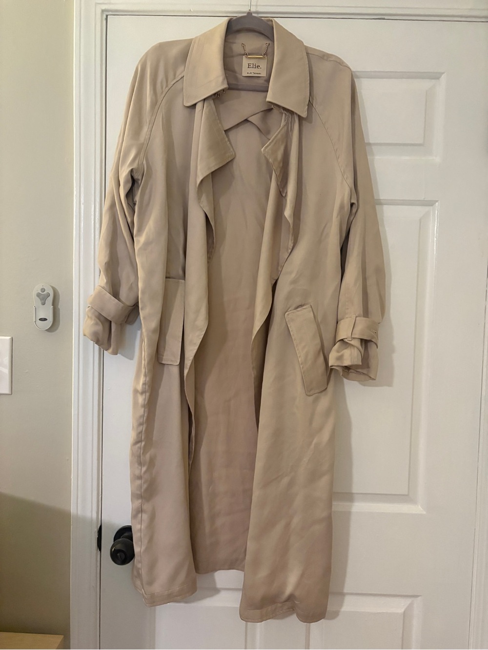 Elie Tahari Beige Lightweight Trench duster Coat